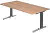 'XB2E' Schreibtisch C-Fuß poliert 200x100 cm Nussbaum Graphit Bild 1