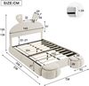 Kinderbett 140×200 cm aus Samt-Stoff mit LED-Licht und Stauraum, beige Bild 4