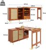 Tisch 107/187x40x71,4/76 cm, drehbar und erweiterbar, MDF in Braun mit Rattantüren Bild 3