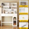Küchenschrank mit Arbeitsfläche, Sideboard und Hochschrank, integrierte Barfunktion, mit Hakenleiste, 2 Schubladen, verstellbarem Einlegeboden und offenem Stauraum, Küchen- und Esszimmermöbel in Weiß Bild 5