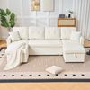 Flieks 4-Sitzer Schlafsofa, U-Form Ecksofa mit Stauraum & Ausziehbett, Chenille für Wohnzimmer & Gästezimmer, Beige Bild 3