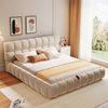 Merax Polsterbett 140 x 200 cm, Doppelbett, Kopfteil und Bettseiten mit voluminöser, Ausgestattet mit hydraulischer Staufunktion, Samtstoff, Beige (Ohne Matratze) Bild 5