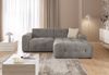Modernes Ecksofa mit Ottomane rechts, markante Steppungen, Chenille Braun Taupe, 234 x 161 x 79 cm Bild 2