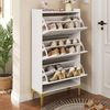 Flurschrank 63x24x120 cm - Eleganter Schuhschrank mit goldenen Akzenten Bild 3