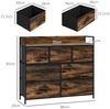 Kommode 98x29x85 cm, 7 Stoffschubladen, Stahlrahmen, braun im Industrialstil Bild 4