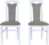Esszimmerstuhl 2er-Set Weiß/Grau – Massivholz Buche, gepolstert, Kunstleder & Stoff, modern, fertig montiert Bild 3