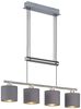 LED Pendelleuchte 4-flammig Taupe höhenverstellbar mit Stoffschirmen, B: 77cm Bild 2