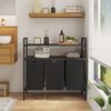 STEELSØN 'Rigil' Wäschesammler, schwarz, Wäschekorb inkl. 3 Wäschesäcke je 40 Liter aus Oxford-Gewebe, ausziehbar, Wäschebox mit 2 MDF-Ablageflächen Bild 2