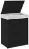 vidaXL Wäschekorb mit Deckel Schwarz 46x33x60 cm Poly Rattan 372032 Bild 4