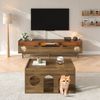 TV-Schrank 180 x 40 x 50 cm in Nussbaum, mit LED-Beleuchtung, Glastüren, Katzenrückzugsort & Schublade Bild 4