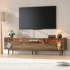 TV-Schrank 180 x 40 x 50 cm in Nussbaum, mit LED-Beleuchtung, Glastüren, Katzenrückzugsort & Schublade Bild 3