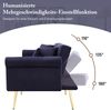 Merax 2-Sitzer-Schlafsofa – Samtbezug, Rückenlehne mit 3-stufiger Verstellung & vergoldete Metallfüße Stilvolles Sofa mit Schlaffunktion, Antik Blau Bild 5