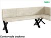 MEBLINI Eckbank für Esszimmer mit ausziehbarem Tisch - Küchenbank - Essecke - Sitzecke Küche - PETER - X-Beine 142x196x87cm Rechts - Creme Samt/B Weiß Hochgl. Bild 5