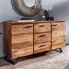 Sideboard 145 x 82 x 45 cm Sheesham Massivholz / Metall mit Baumkante, Kommode mit Schubladen, Anrichte Schubladenschrank Modern Bild 2