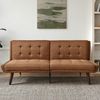 Klappbares Futon-Sofa Bett,146 cm Schlafcouch mit 5-fach verstellbarer Rückenlehne modernes Loveseat für kleine Räume Gästebett & Wohnzimmer,Braun, Bild 5