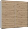 Forte SCHACH & MATT 2 Kleiderschrank 220, Schwebetürenschrank mit Einlegeböden und Kleiderstange, 2-türig, Holzwerkstoff, Weiß / Artisaneiche Holzdekor, 220,1 cm breit x 210,5 cm hoch x 61,2 cm tief Bild 4