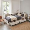 90x200 cm Extendable Bed Frame with Desk, Reading Nook, EU Power Socket & 2 Underbed Storage Drawers, All-in-One Space-Saving Bed with Slatted Base,Matte White Bild 3