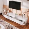TV-Schrank 170x38x36 cm mit LED-Beleuchtung und Glasregalen – moderne Eleganz in Weiß Bild 4