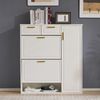 Schuhschrank B 95 x T 24 x H 107,5 cm, weiß, mit 2 Schubladen, Türen und verstellbaren Einlegeböden Bild 2