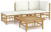 vidaXL 4-tlg. Garten-Lounge-Set mit Cremeweißen Kissen Bambus 3155176 Bild 2