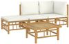 vidaXL 4-tlg. Garten-Lounge-Set mit Cremeweißen Kissen Bambus 3155176 Bild 3