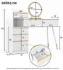 Ulife Schminktisch Kosmetiktisch mit LED-Spiegel, dimmbar, 6 Schubladen mit Goldgriffen, ausziehbare Tischplatte, flexibler Stauraum, 102 x 100 x 41,5 cm Bild 4
