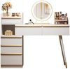 Ulife Schminktisch Kosmetiktisch mit LED-Spiegel, dimmbar, 6 Schubladen mit Goldgriffen, ausziehbare Tischplatte, flexibler Stauraum, 102 x 100 x 41,5 cm Bild 2