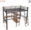 Merax Hochbett, 90*200cm , ohne Matratze, Bett mit Schreibtisch, Mehrere Regale, Geländer, Leiter, Eisenrahmen, Schwarz Bild 4