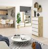Home Collective Kommode 60 cm breit Holz Highboard Sideboard für Flur Schlafzimmer Wohnzimmer (Kommode Schlafzimmer Kommode mit Schubladen Holz Schrank), Kinderzimmer Organizer, 121 cm hoch, 5 Schubladen Artisan Eiche-weiß Bild 2