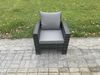 Fimous 6 Sitzer Hoher Rücken Gartengartenmöbel Rattan Sofa Esstisch Set mit Sesseln 2 Großer Hockern Dunkelgrau gemischt Bild 4