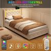 ADWOLT Polsterbett Doppelbett Stauraumbett mit Kopfteil und Lattenrost (1-tlg, Jugendbett), 90x200 cm,Mit LED-Licht und USB+Typ C,Hydraulisch anhebbarer,Samtstoff Bild 2