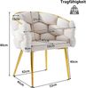 Esszimmerstuhl Samt Beige B 50 x T 47 x H 80 cm, goldfarbenes Rückengestell, verstellbare Fußgleiter Bild 3
