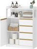 Badezimmerschrank, Küchenschrank, Aufbewahrungsschrank mit 4 Schubladen und Offenem Regal, Badschrank Hoch, Verstellbare Ablage, für Badezimmer, Wohnzimmer, Weiß, 29 x 80 x 110 cm Bild 2