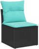 vidaXL Sofa Set mit Kissen 7 pcs Schwarz und Türkis Poly Rattan 3346616 Bild 5