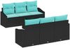 vidaXL Sofa Set mit Kissen 7 pcs Schwarz und Türkis Poly Rattan 3346616 Bild 2