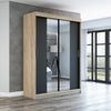 Schwebetürenschrank NEO 2-türig Schrank 160 cm (mit Spiegel) Farbe: Sonoma , schwarz Bild 2