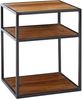 Nachttisch Sheesham Massivholz / Metall 40x50x35 cm Beistelltisch Hoch, Design Nachtkonsole Boxspringbett mit Ablage, Industrial Wohnzimmertisch Hoch mit Stauraum Bild 2