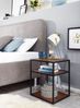 Nachttisch Sheesham Massivholz / Metall 40x50x35 cm Beistelltisch Hoch, Design Nachtkonsole Boxspringbett mit Ablage, Industrial Wohnzimmertisch Hoch mit Stauraum Bild 5