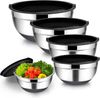 YMQHBS Rührschüssel Schwarz Edelstahl Schüssel Salatschüssel Set, Edelstahl, (Set, 4-tlg), Stapelbar, Leicht zu reinigen Bild 2