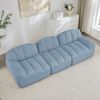 3-Sitzer modulares Sofa H 79 x T 228 x B 104 cm aus granuliertem Fleece in Blau, erweiterbar mit Ottoman Bild 3