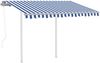 vidaXL Markise Automatisch Einziehbar mit Pfosten 3,5x2,5 m Blau Weiß 3069926 Bild 4