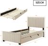 Merax Polsterbett 90 x 190 cm mit Ausziehbett, flaches Einzelbett in hautfreundlichem Samtstoff Kinderbett Jugendbett Gästebett (beige) Bild 4