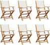 vidaXL Gartenstühle 6 Stk. Klappbar Cremeweiß Stoff und Massivholz 3214575 Bild 2
