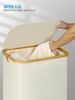 XL Wäschekorb mit Rollen 100L Bambus Deckel Herausnehmbar Waschbar Beige Bild 4