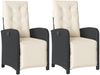 vidaXL Gartensessel mit Fußteil 2 Stk. Verstellbar Schwarz Poly Rattan 365192 Bild 2
