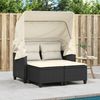 vidaXL Gartensofa 2-Sitzer mit Dach und Hockern Schwarz Poly Rattan 365780 Bild 3