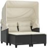 vidaXL Gartensofa 2-Sitzer mit Dach und Hockern Schwarz Poly Rattan 365780 Bild 2