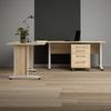 Dmora Schreibtisch Megh, Mehrzweckschreibtisch, Bürotisch für PC, Eckschreibtisch, 230x200 h75 cm, Eiche und Weiß Bild 2