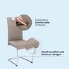 KHG 2er Set Esszimmerstühle Schwingstuhl Polsterstuhl Küchenstuhl Kunstleder Beige - Design Stuhl Sitzhöhe 48 cm - Freischwinger mit integriertem Griff Bild 4