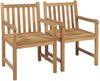vidaXL Gartenstühle 2 Stk. mit Roten Kissen Massivholz Teak 3062751 Bild 3